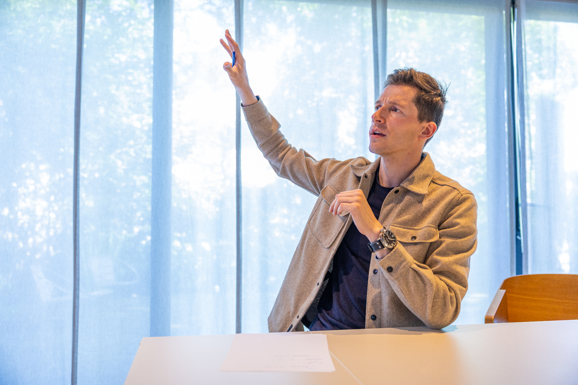Niels in actie tijdens een workshop